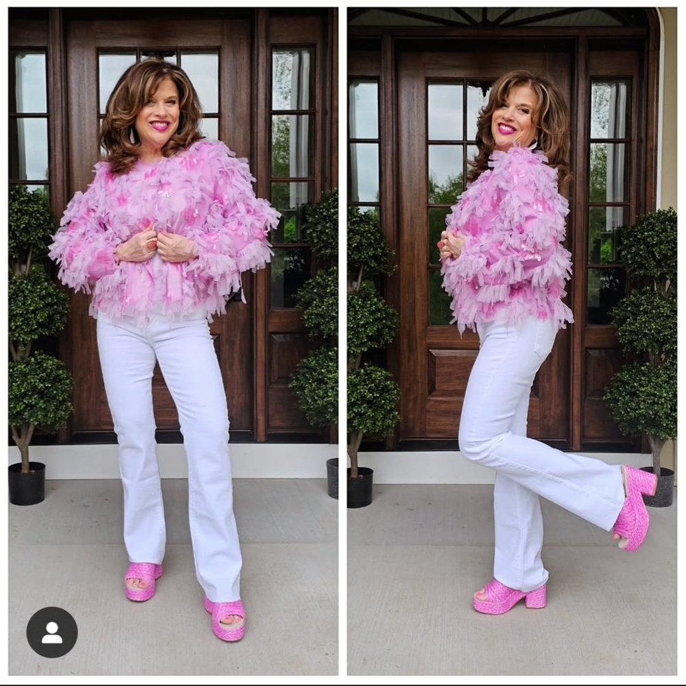 Davi & Dani Lavender Feathered Blouse